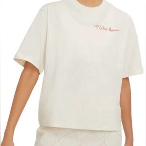 Nike Sportswear Women's Boxy T-Shirt Ivory/Orange 
Size M (8-10)